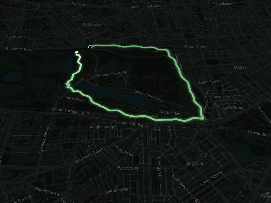 A run flyover: the route drawn over the map
